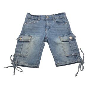 Wallflower Girl Capri Denim Cargo Shorts Adjustable Waist Blue Size 10